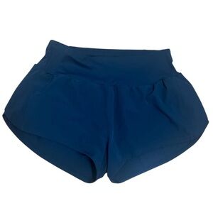 Blue Athletic Shorts with Elastic Waistband and Textured Finish